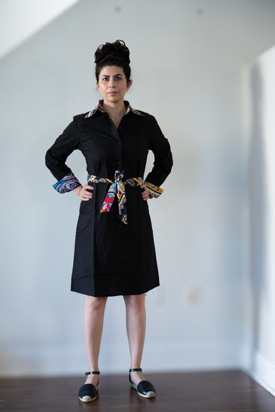 slim fit dress slacks Black Midi Shirt Dress