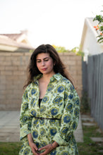 Spring breeze bloom :Green oversized Shirt - 008