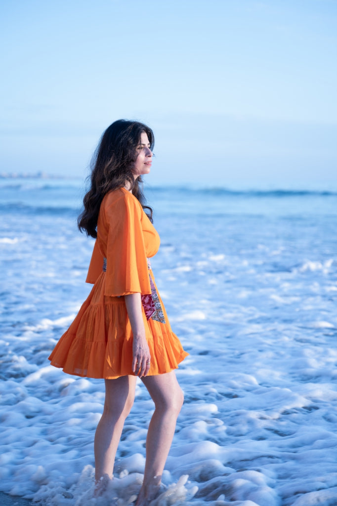 Sunset Citrus Dream Orange Tiered Dress | MpoWerU Clothing Sunset Citrus Dream Orange Tiered Dress | MpoWerU Clothing