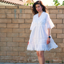 White Schiffli Blossom Dress - 011