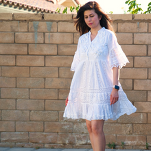 White Schiffli Blossom Dress