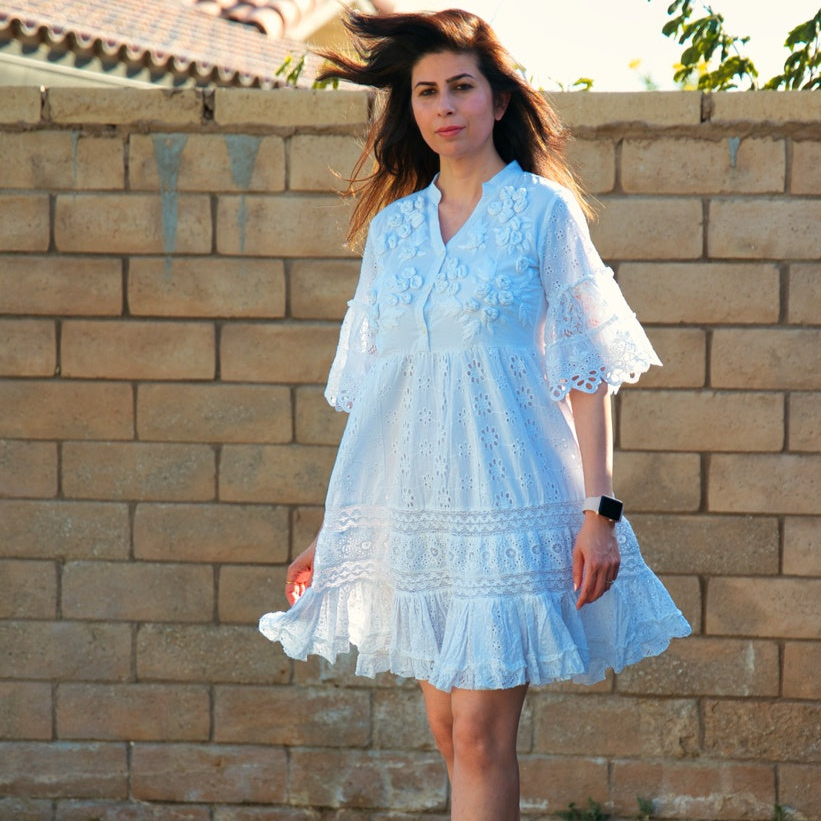 White Schiffli Blossom Dress | MpoWerU Clothing White Schiffli Blossom Dress | MpoWerU Clothing