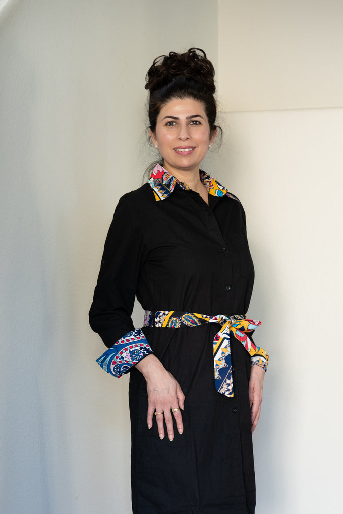 Black Midi Shirt Dress - 002 MpoWerU Clothing Black Midi Shirt Dress - 002 MpoWerU Clothing