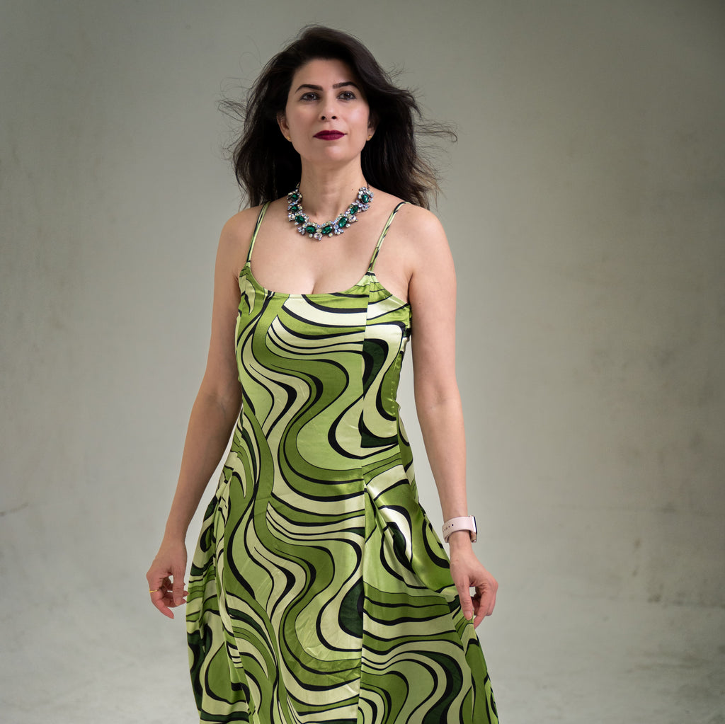 Emerald Waves Elegance Green Satin Dress | MpoWerU Clothing Emerald Waves Elegance Green Satin Dress | MpoWerU Clothing