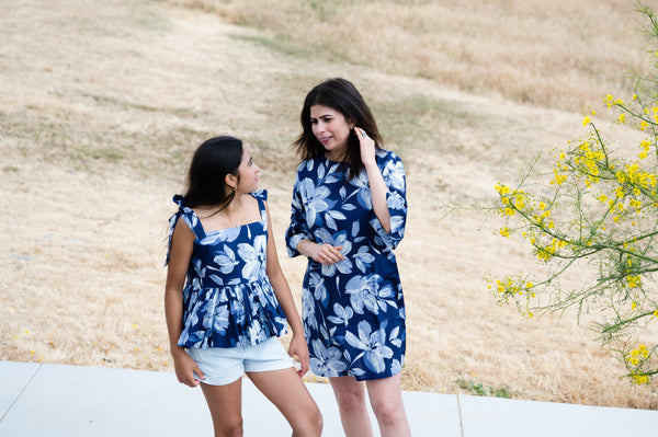 Navy Flora Top
