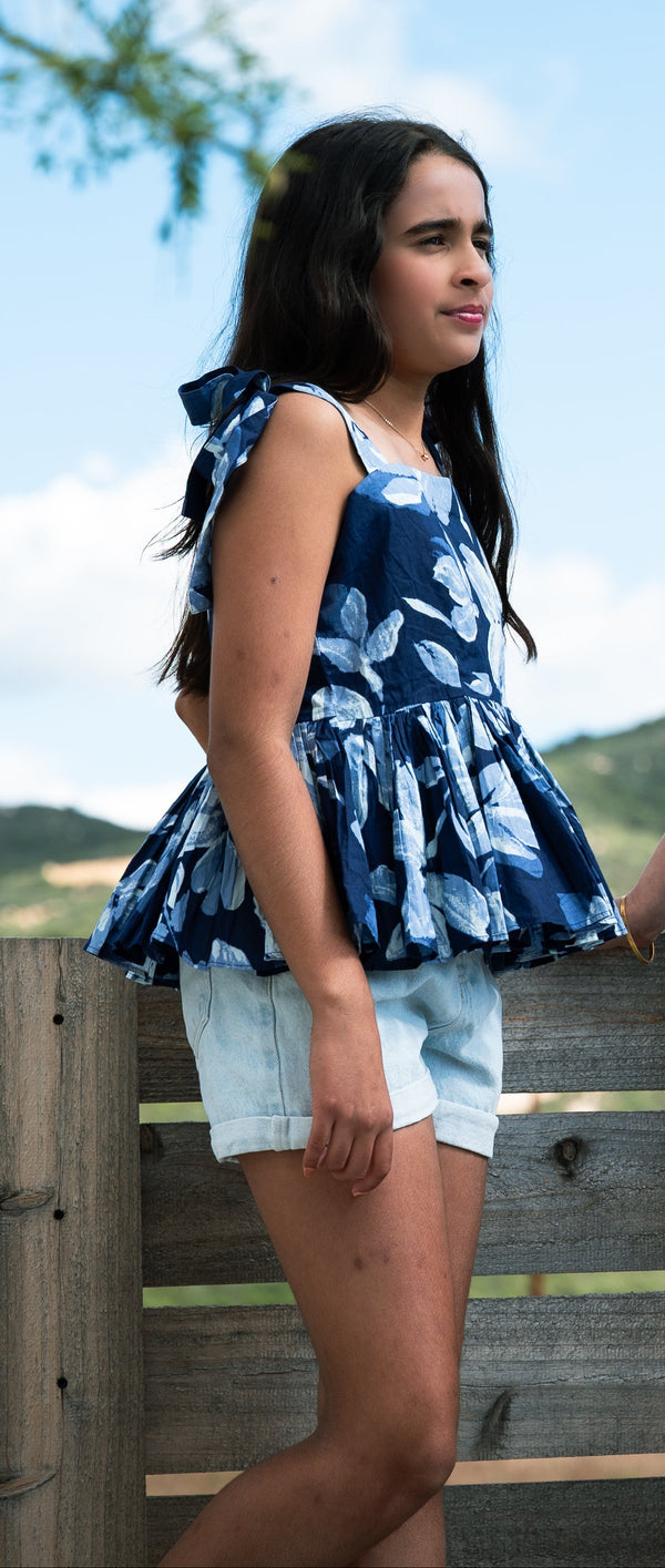 Navy Flora Top